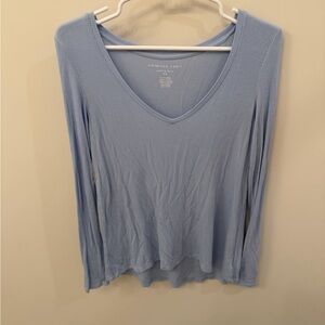 American Eagle Outfitters Women's Sky Blue Long Sleeve Tee